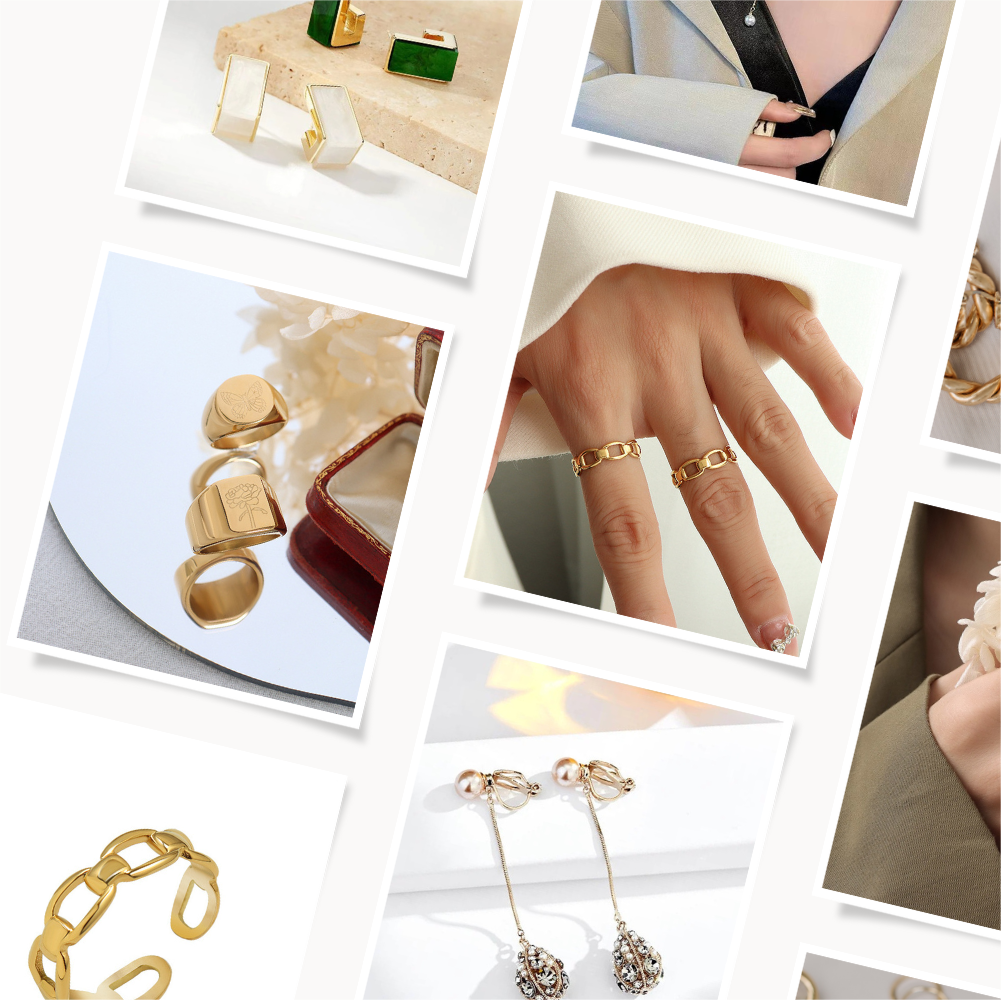 Where can I find affordable name necklaces, various necklace lengths, pearl necklaces, and rings?