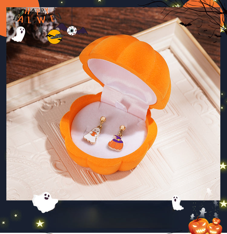 Halloween Cute Pumpkin Velvet Jewelry Box Jewelry Storage Box LJH45