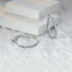 White Color Full Zircon Simple Big Circle Hoop Earrings 18K Gold Plated Accessories For Women Girls