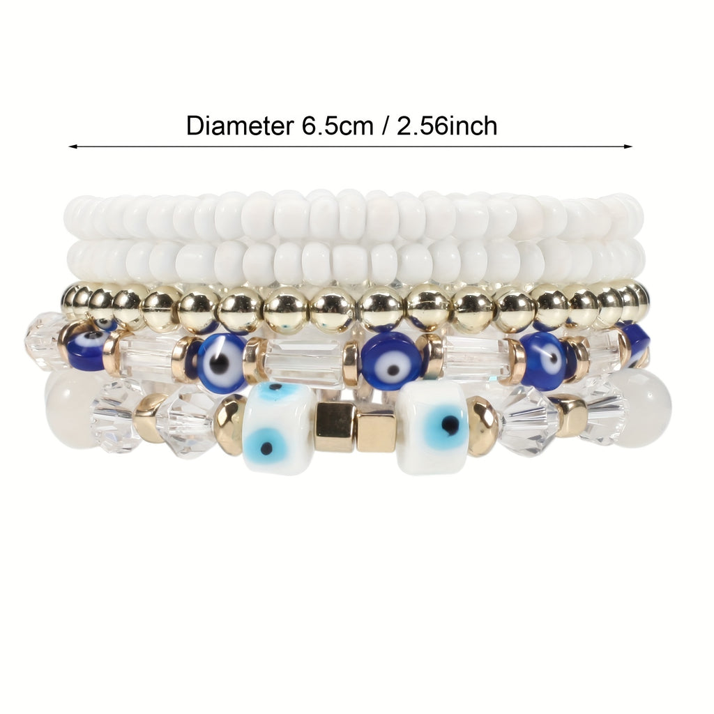 Boho Style Beaded Bracelet Set Stackable Hand Jewelry Accessories For Women