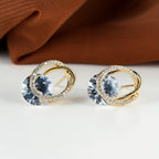 Vintage 18K Gold Plated Wedding Stud Earrings Copper Zircon Synthetic Jewelry Daily Casual Trendy Exquisite Gifts Retro Luxurious Style
