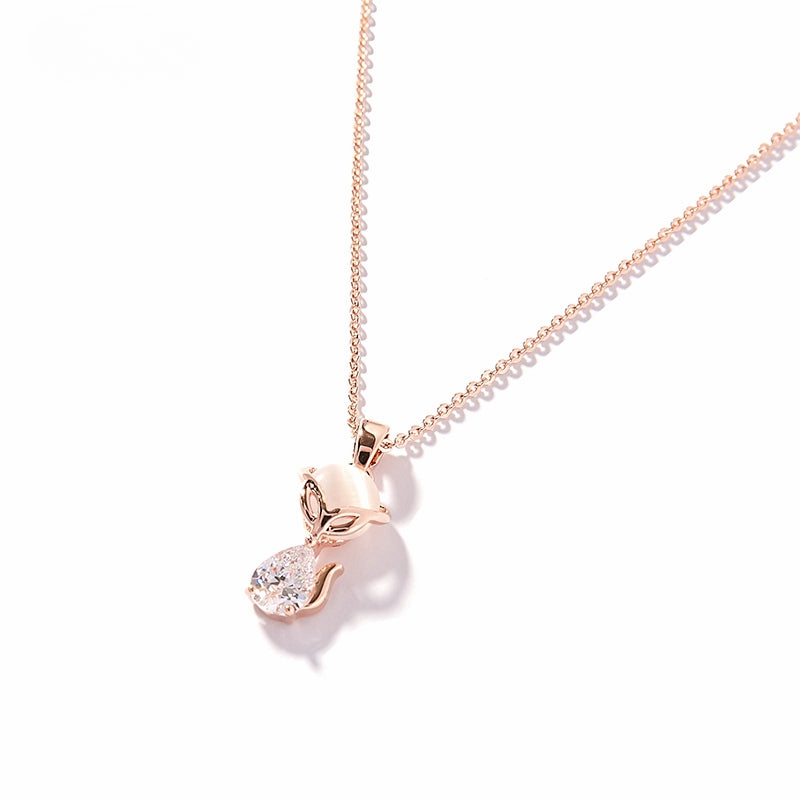 FN Sweet Cute Fox Pendant Rose Gold Necklace Clavicle Chain Gift LOJS5