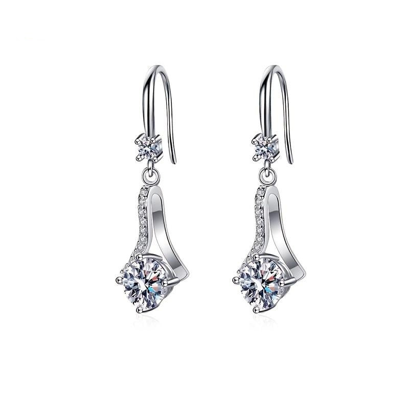 Elegant Moissanite Drop Earrings in 925 Sterling Silver for Women - Perfect for Weddings and Parties