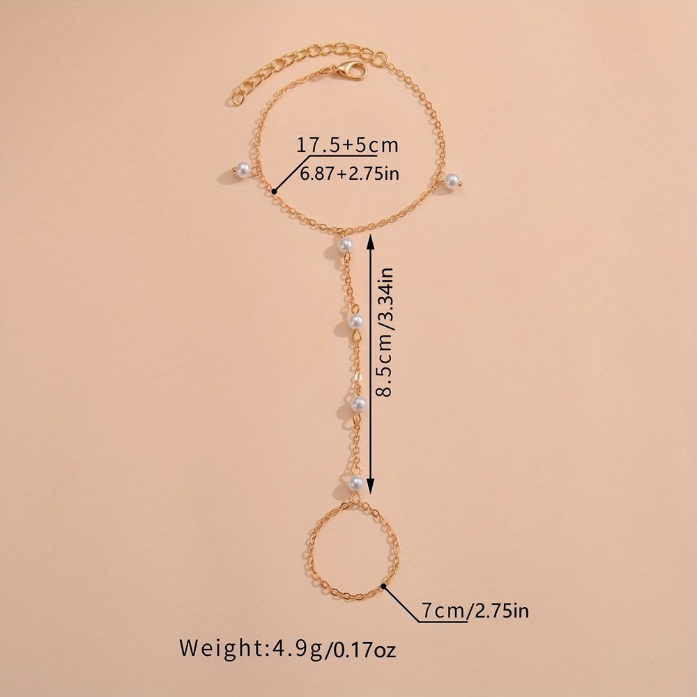 Stylish Trendy Mittens Faux Pearl Alloy Bracelet Female Accessories