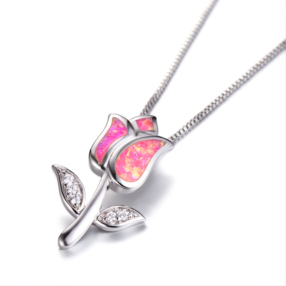 Opal Tulip Pendant Necklace - A Perfect Mother's Day Gift for the Special Woman in Your Life!