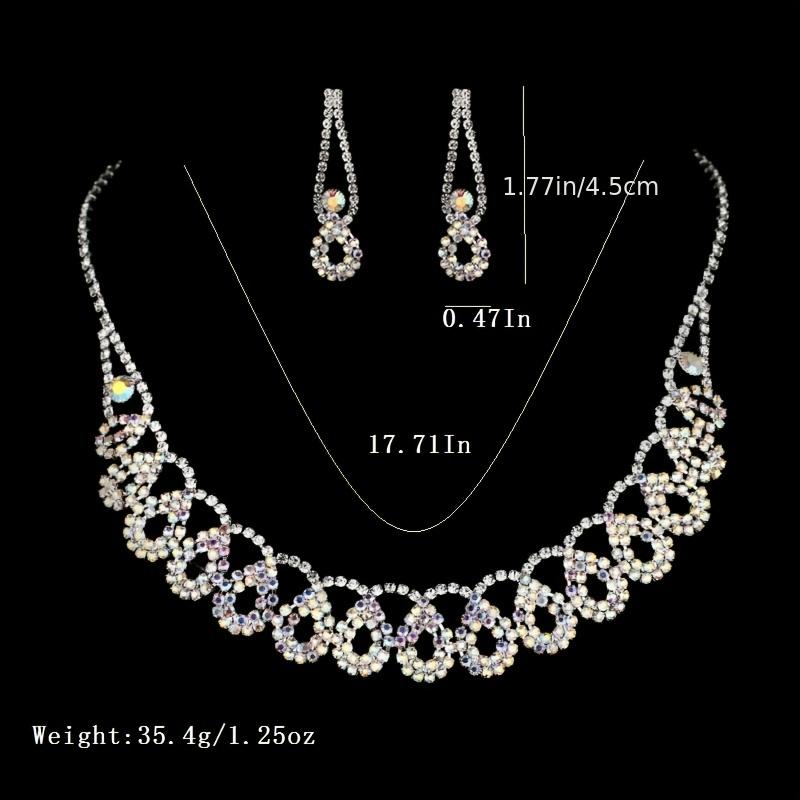 Elegant Water Drop Rhinestone Jewelry Set with Tassel Necklace and Dangle Earrings - Perfect for Parties, Clothing Accessories, and Valentine's Day Gifts for Women