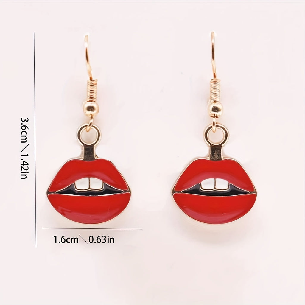 Make a statement with these vintage red lips drop earrings - perfect for parties and costumes