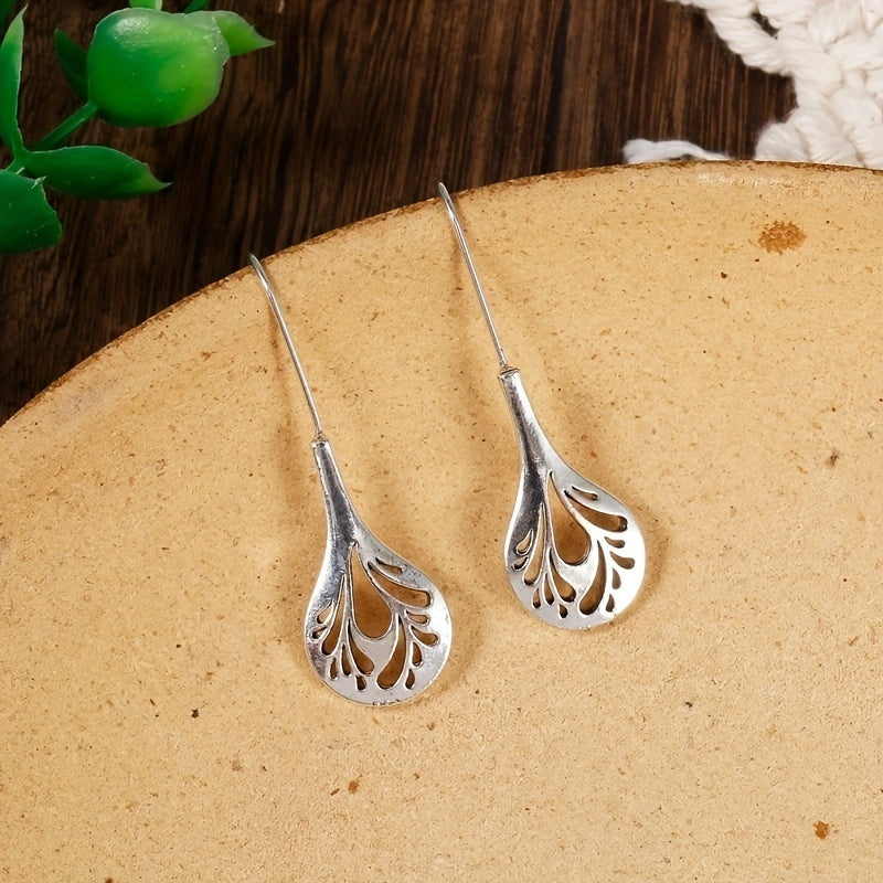 Vintage Boho Water Drop Earrings with Hollow Tree Pattern - Perfect Gift for Her