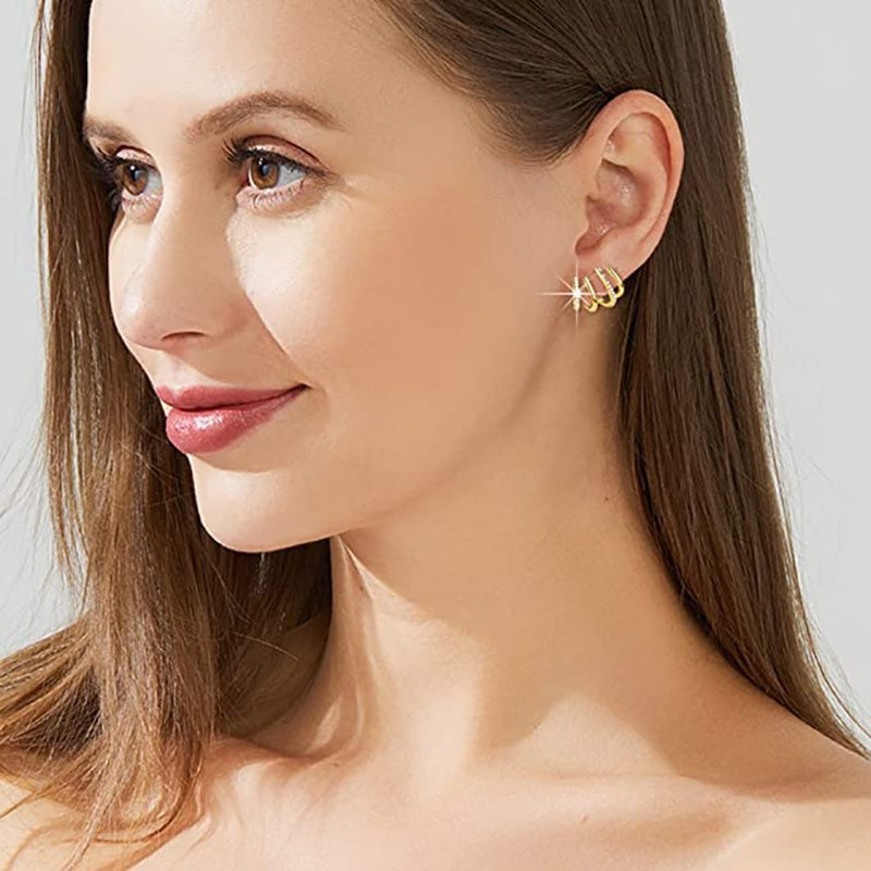 18K Gold Plated Claws Stud Earrings With Crystal AAA CZ Stone Modern Design Fashion Versatile Accessories Women