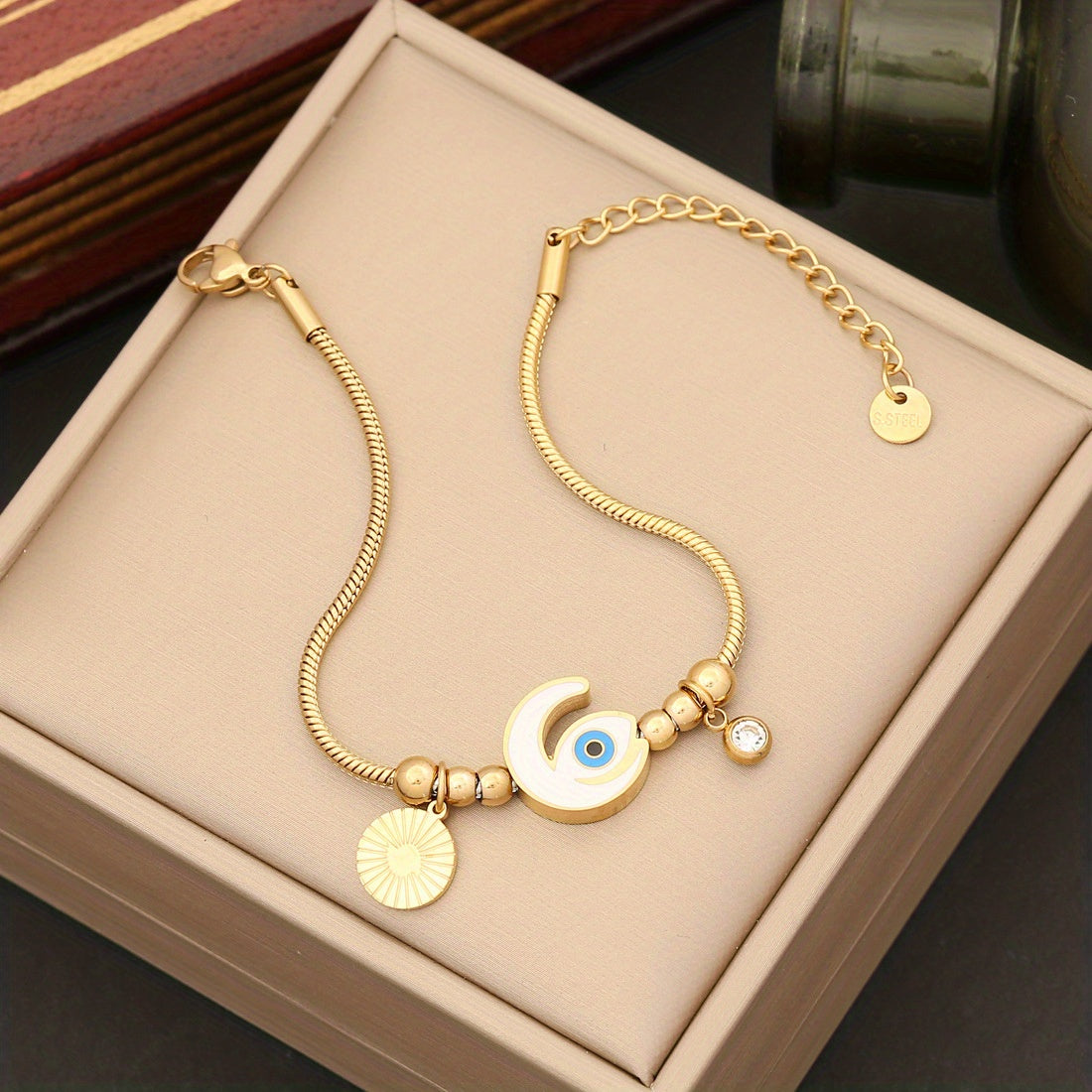 1pcEuropean And American Style Accessories Dripping Oil Eye Metal Bracelet