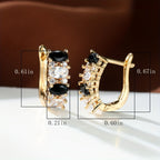 Black & White Oval Shiny Zircon Decor Hoop Earrings Elegant Minimalist Style Copper 18K Gold Plated Jewelry Daily Casual