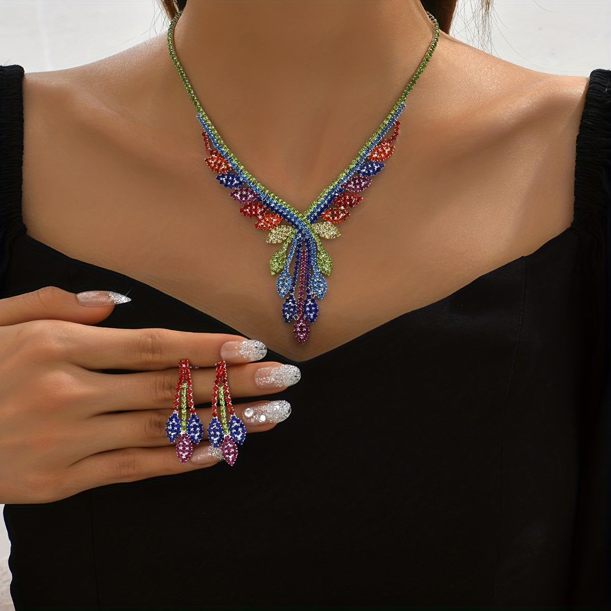 Colorful Jewelry Set with Necklace and Stud Earrings - Perfect Mother's Day Gift for a Personal Touch