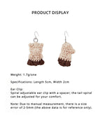 LB Hand Crochet "Little Bear" Earrings Cute Ear Clip LOJL97