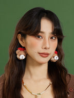 LB Hand Crochet "Teddy Bear" Earrings "Bow Bear" Ear Clip LOJL91