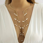 Elevate Your Style with our Exaggerate Faux Pearl Tassel Choker Necklace - Perfect Gift for Women and Girls