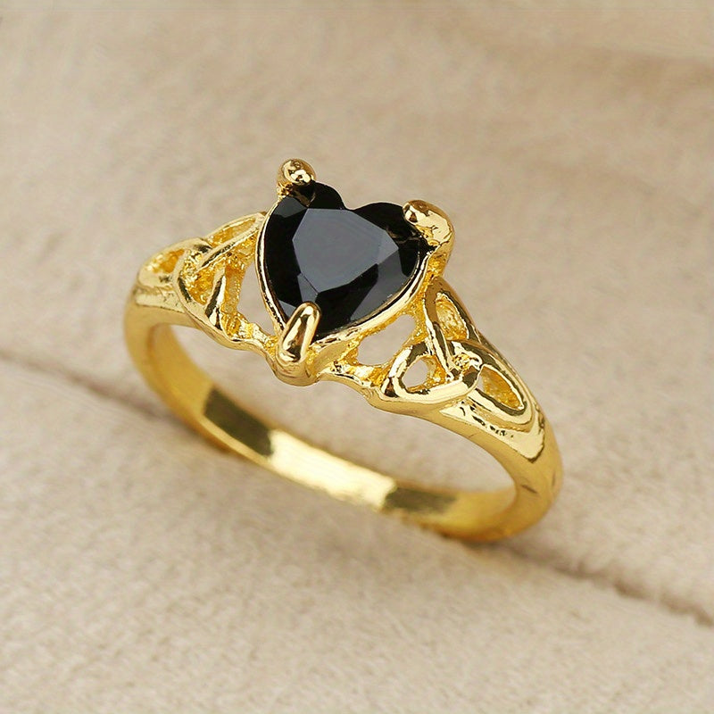 Black Love Zircon Mother's Day Gift Wedding Engagement Women's Ring