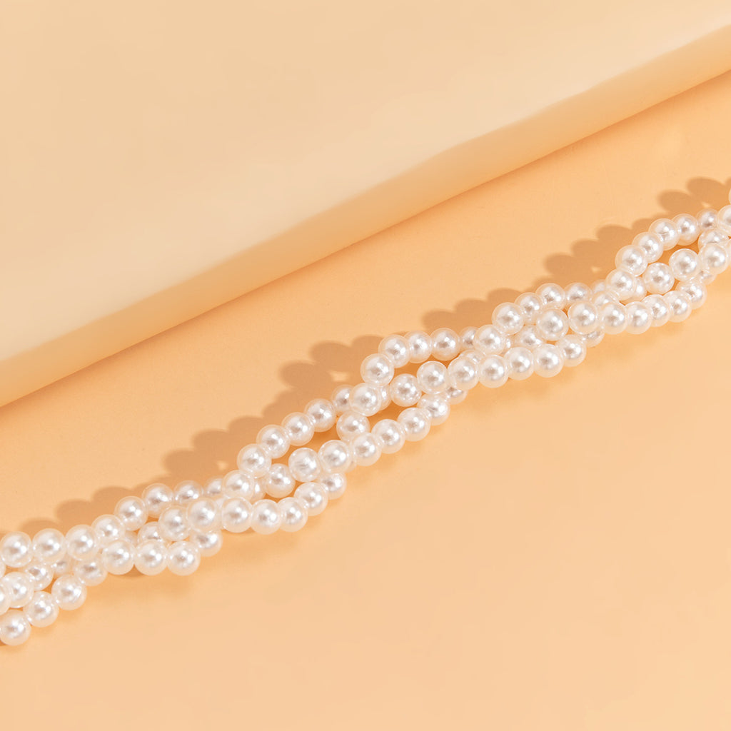 Gorgeous Ladies Fashion Hand-Braided Pearl Beaded Necklace