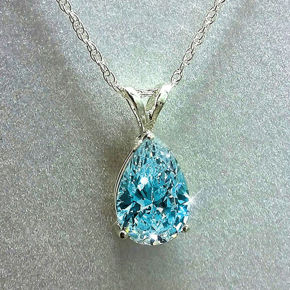 Make Her Feel Like a Princess with Our 925 Silver Plated Teardrop Zircon Pendant Necklace - Perfect for Wedding Proposals!