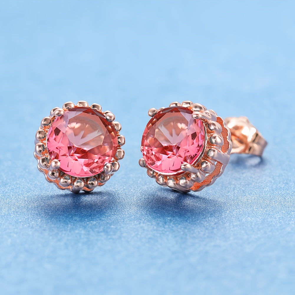 Gorgeous Rose Gold & Tourmaline Diamond Earrings - Perfect for Weddings, Anniversaries & Valentine's Day!