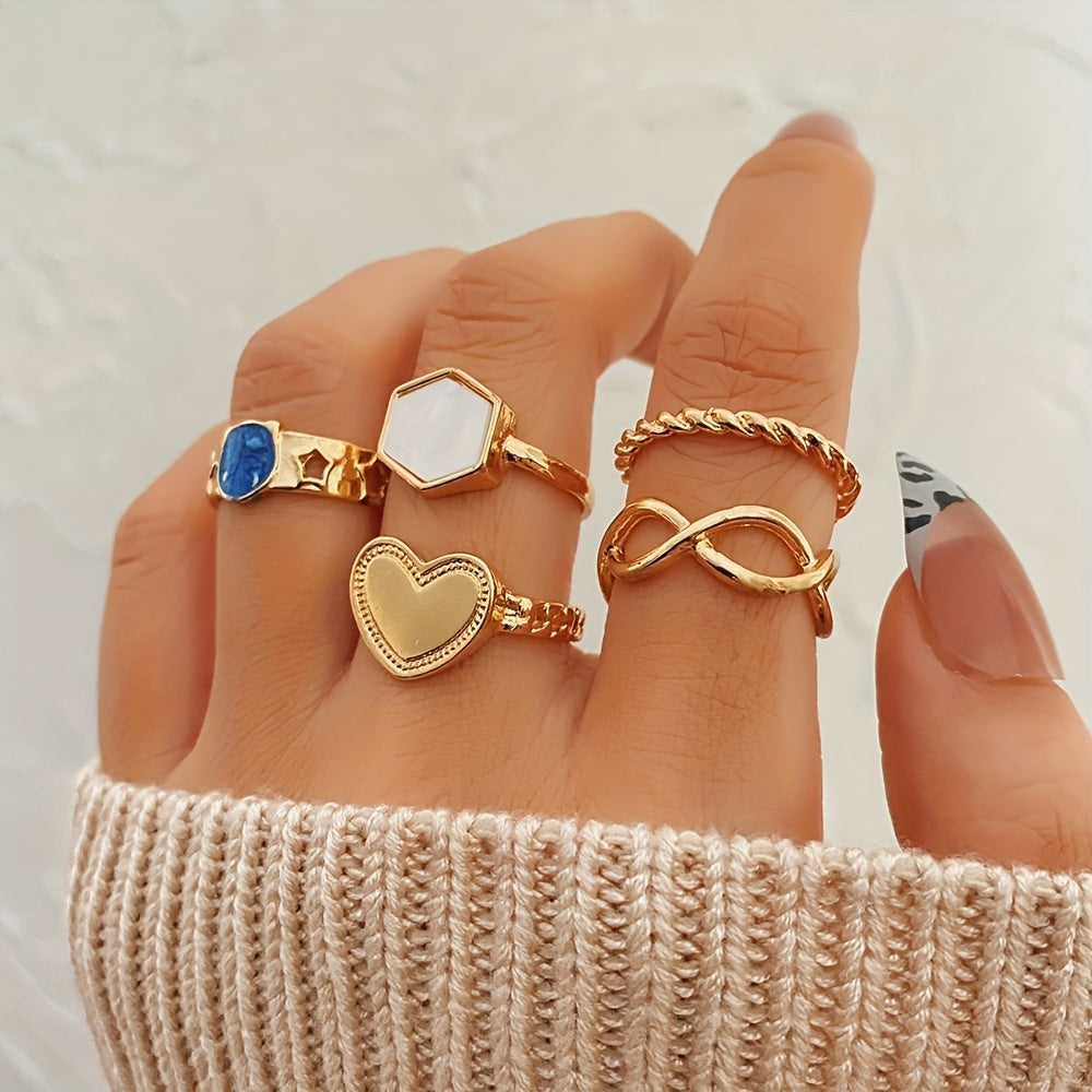 Vintage Style Simple Finger Ring Set Dainty Finger Jewelry Decor