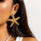 Starfish Stud Earring Retro Dramatic Metal Style Personality Fashion Beach Style Summer Daily Jewelry For Women