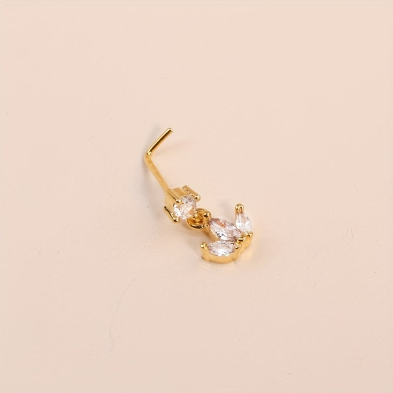1pc Simple Flower Leaf Shape Pendant Nose Nail L-Shaped Ear Cartilage Piercing Body Jewelry Nose Ring