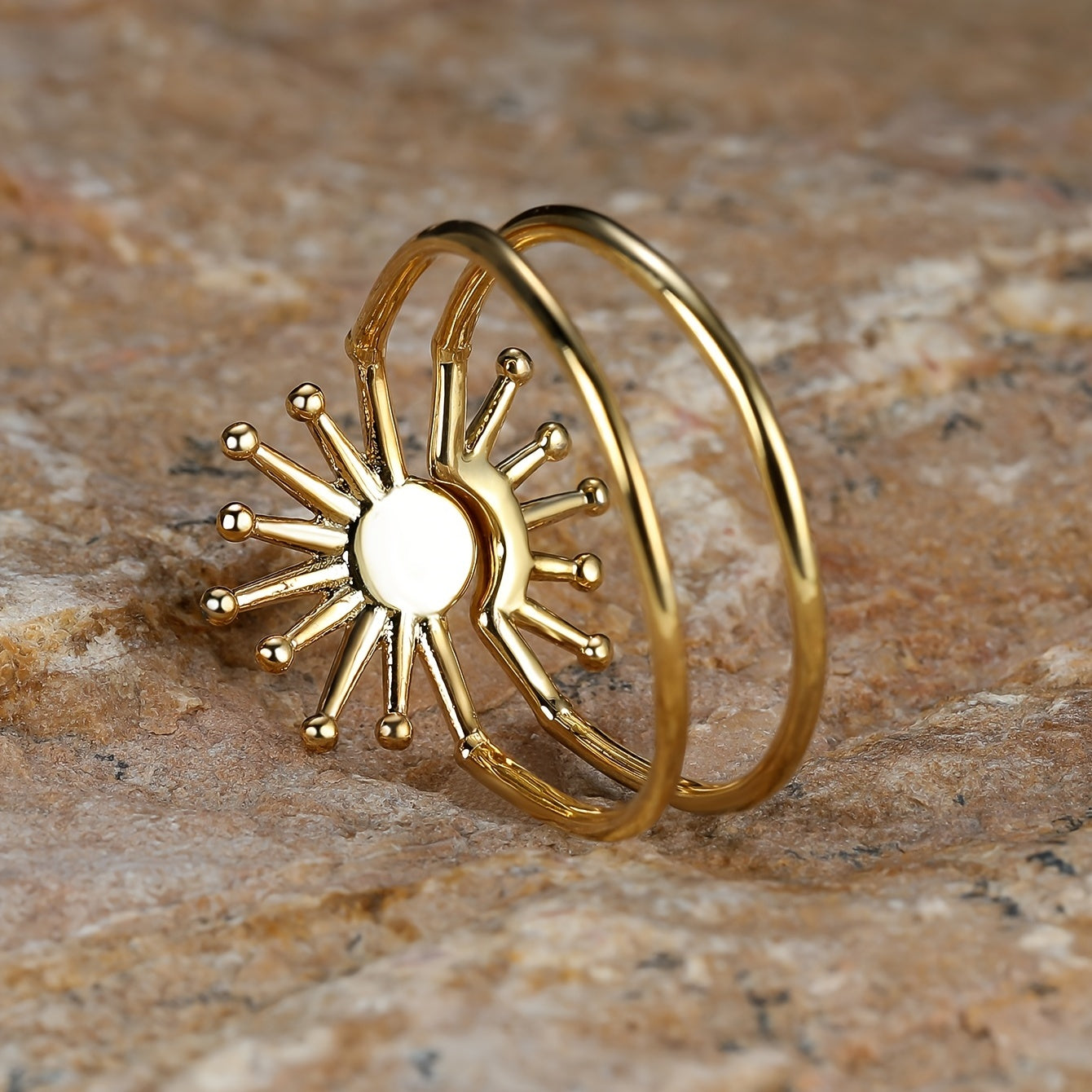 Gorgeous 18K Gold Plated Opal Sun Ring - Perfect for Weddings, Engagements & Gifts!