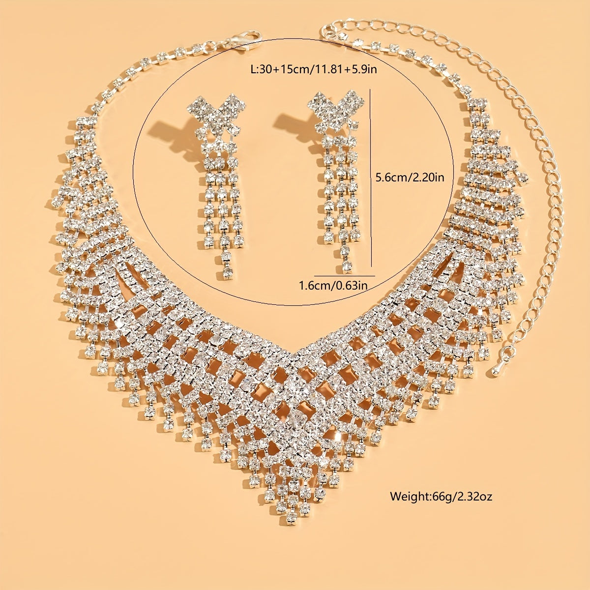 Elegant Rhinestone Jewelry Set for Women - Perfect for Weddings, Proms, and Special Occasions