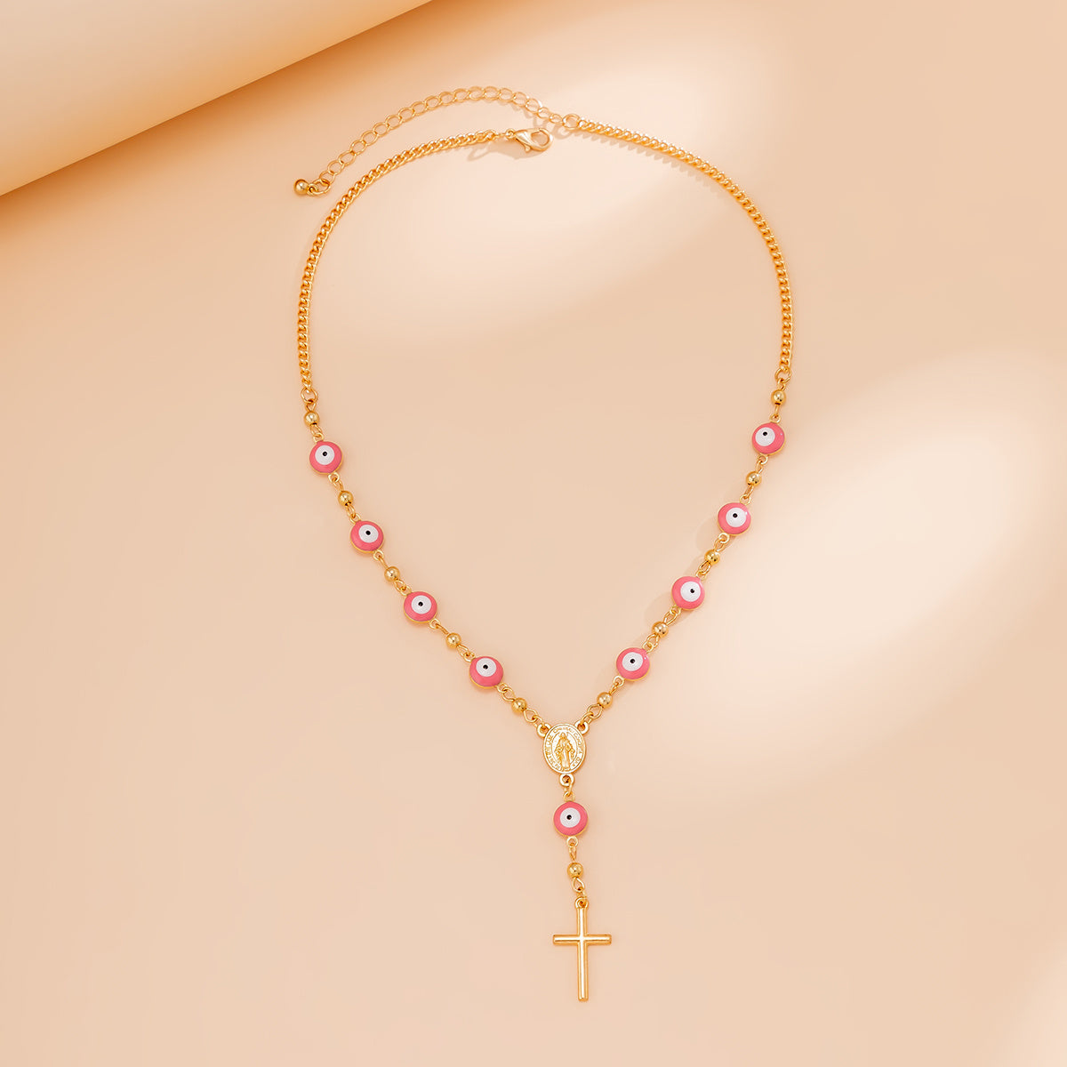 Devil's Eye Beaded Necklace Cross Shape Pendant Y-shaped Necklace Elegant Neck Chain Jewelry