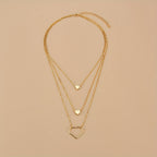 Stylish Alloy Heart Pendant Multilayer Stacking Ladies Necklace Jewelry Gift