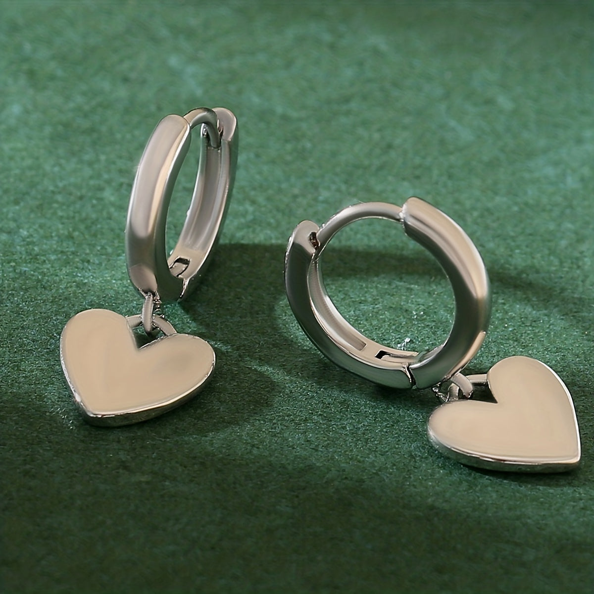 14K Gold Plated Heart Drop Earrings For Women Cute Jewelry 1Pair