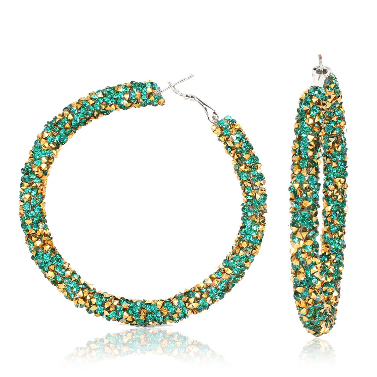 Sparkling Personality Alloy Rhinestone Hoop Earrings for Women - Perfect for Holiday Parties and Vacations