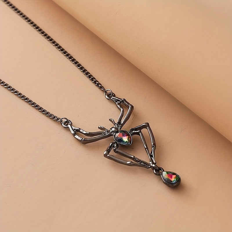 Gorgeous Crystal Spider Pendant Necklace - Perfect Gothic Unisex Jewelry for Men & Women - Birthday Gift for Evening Parties!