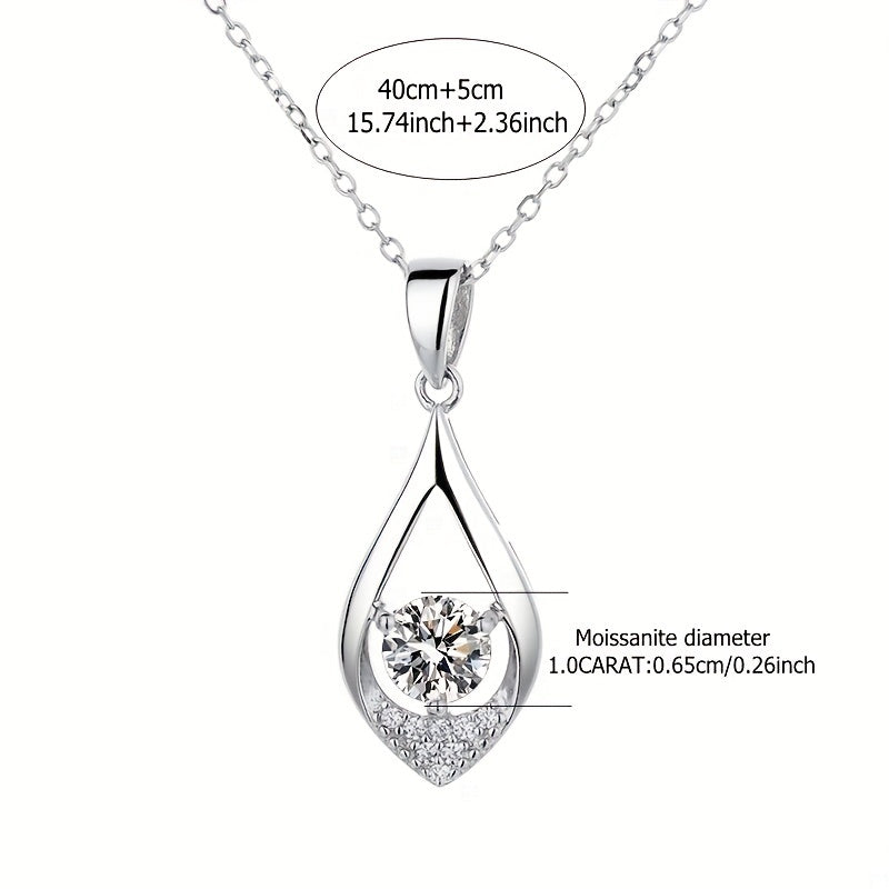 Teardrop Shape Moissanite 925 Sterling Silver Pendant Necklace Collarbone Chain Necklace Female Party Wedding Anniversary Birthday Gift
