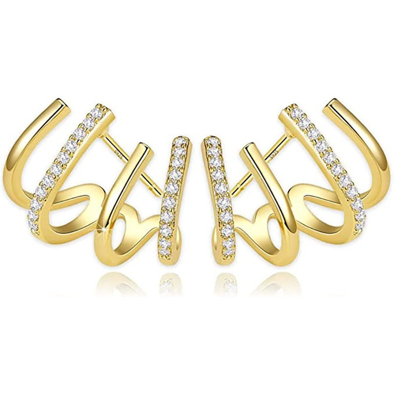 18K Gold Plated Claws Stud Earrings With Crystal AAA CZ Stone Modern Design Fashion Versatile Accessories Women