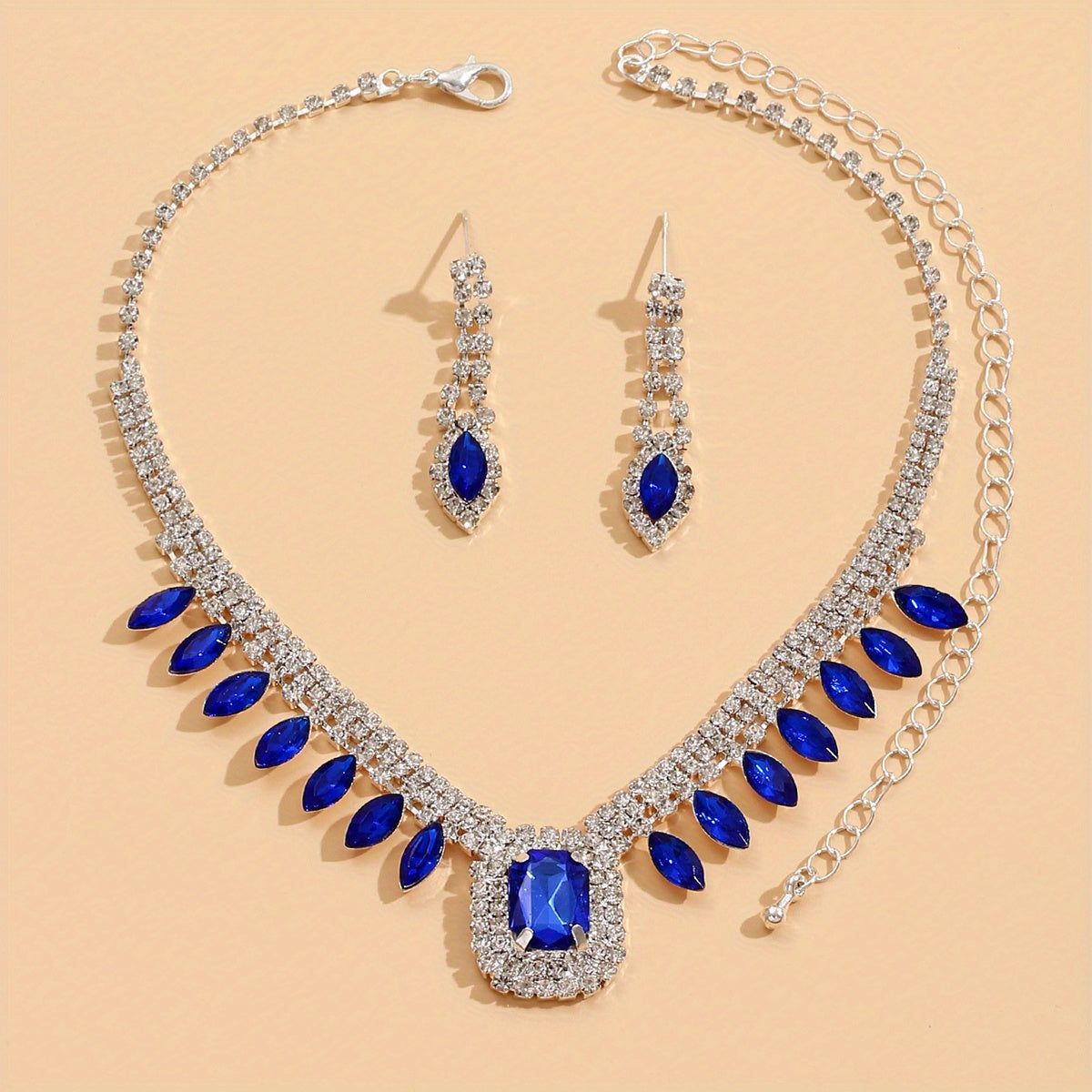 Elegant Vintage Bridal Jewelry Set - Pendant Necklace and Dangle Earrings for Banquet Dress Accessories