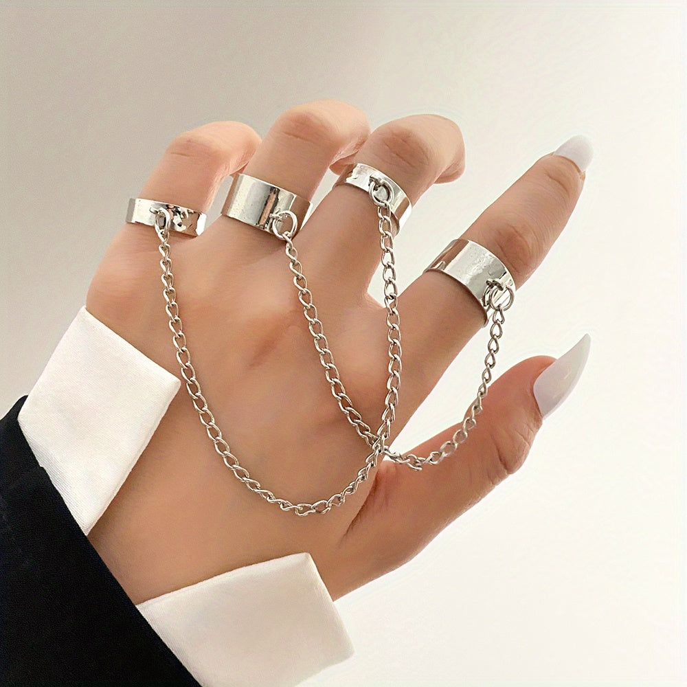 Get ready to rock the Gothic look with our 2pcs Punk Vintage Butterfly Ring Chain Open Ring Set - perfect for women who love unique and edgy jewelry!