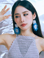 LB Hand Crochet "Square Round" Earrings LOJL106