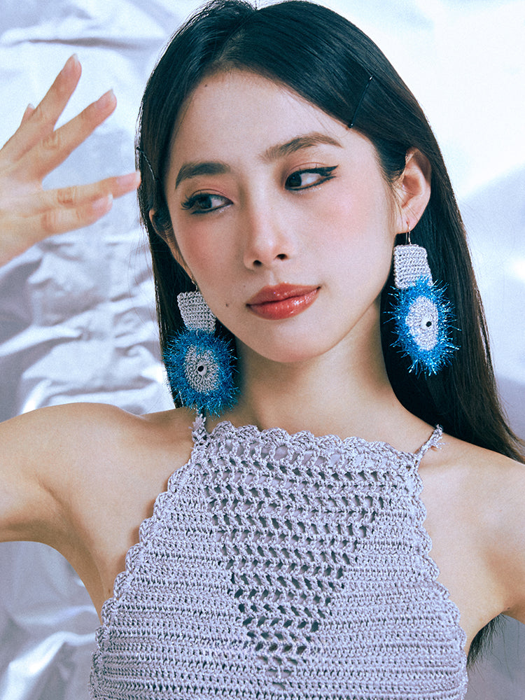 LB Hand Crochet "Square Round" Earrings LOJL106