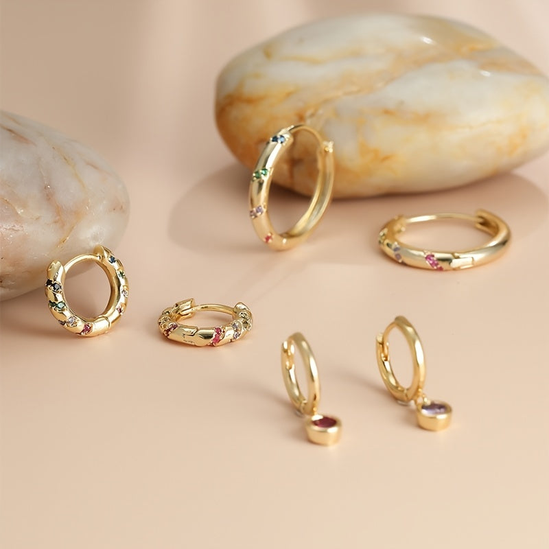 Three Pairs Of Cubic Zirconia Earrings, Tiny Cartilage Earrings, Pierced Party Favors