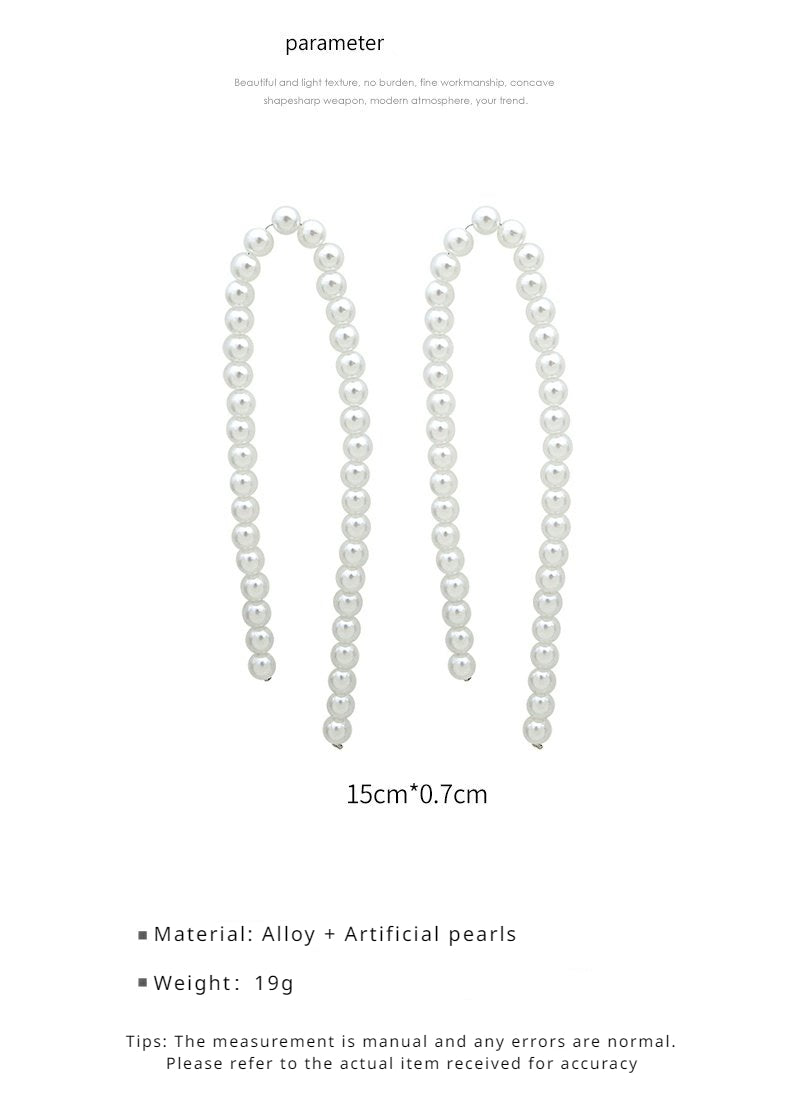 FN Faux Pearl Long Drop Slim Earrings LOJS122
