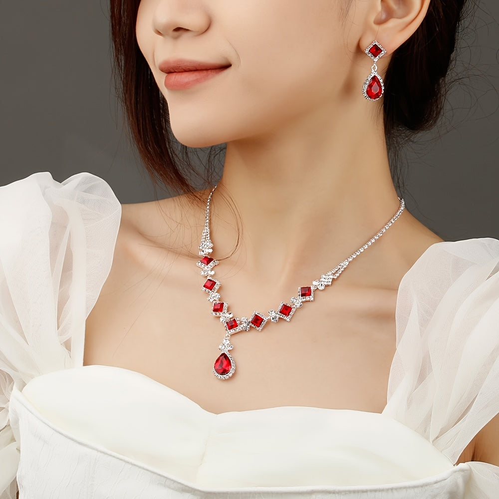 2 pcs Elegant Water Drop Zircon Jewelry Set - Perfect Gift for Weddings and Special Occasions