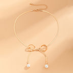 Pearl Pendants Bowknot Necklace
