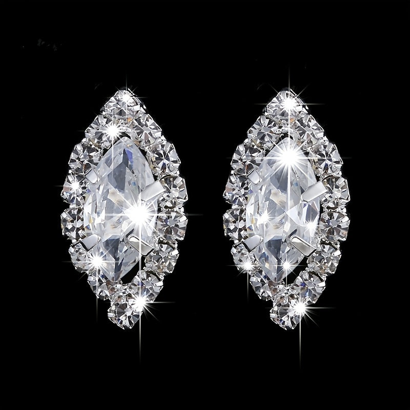 Elegant Zircon Silver Bridal Necklace and Earrings Set for Weddings and Special Occasions