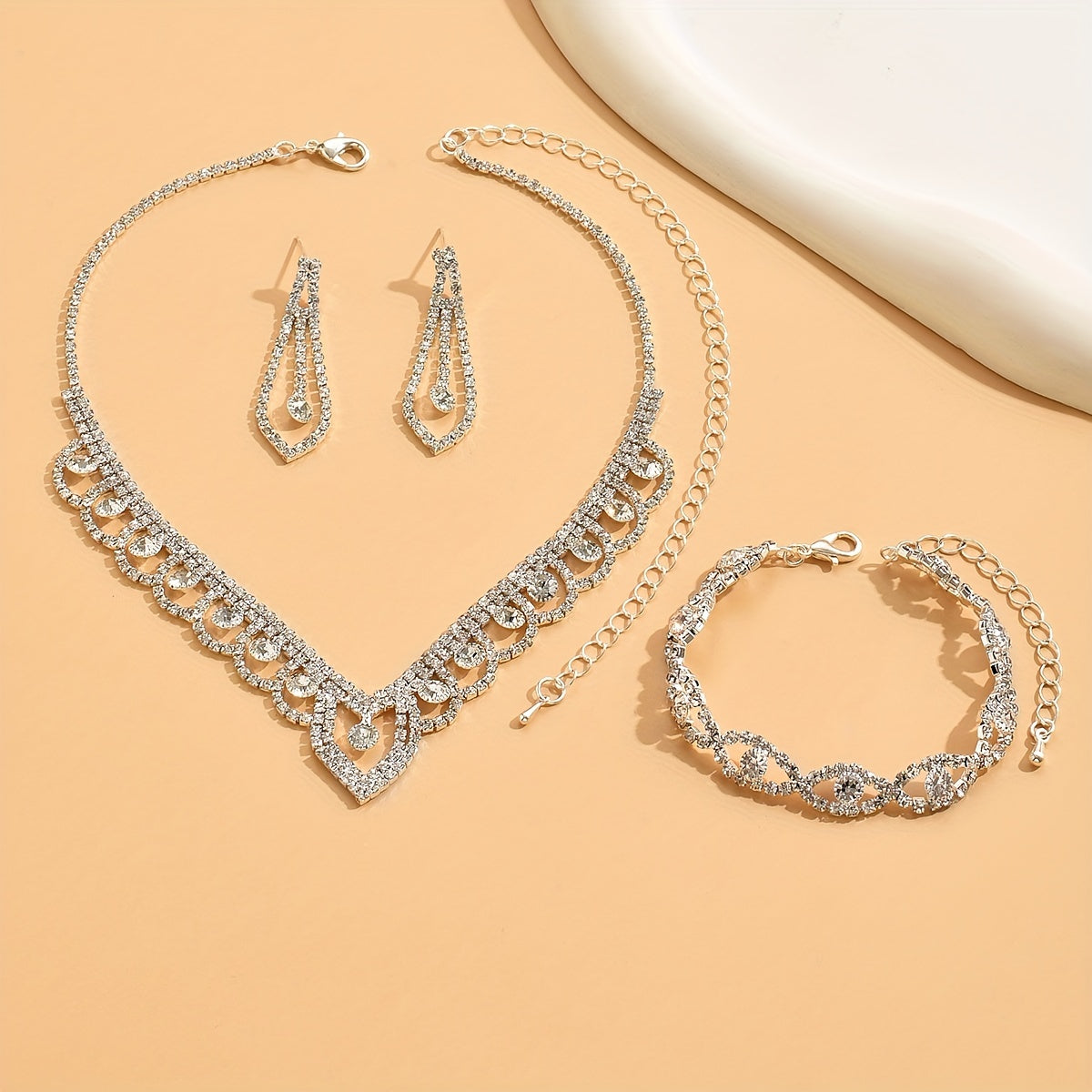 Elegant Rhinestone Jewelry Set for Women - Perfect for Weddings and Special Occasions