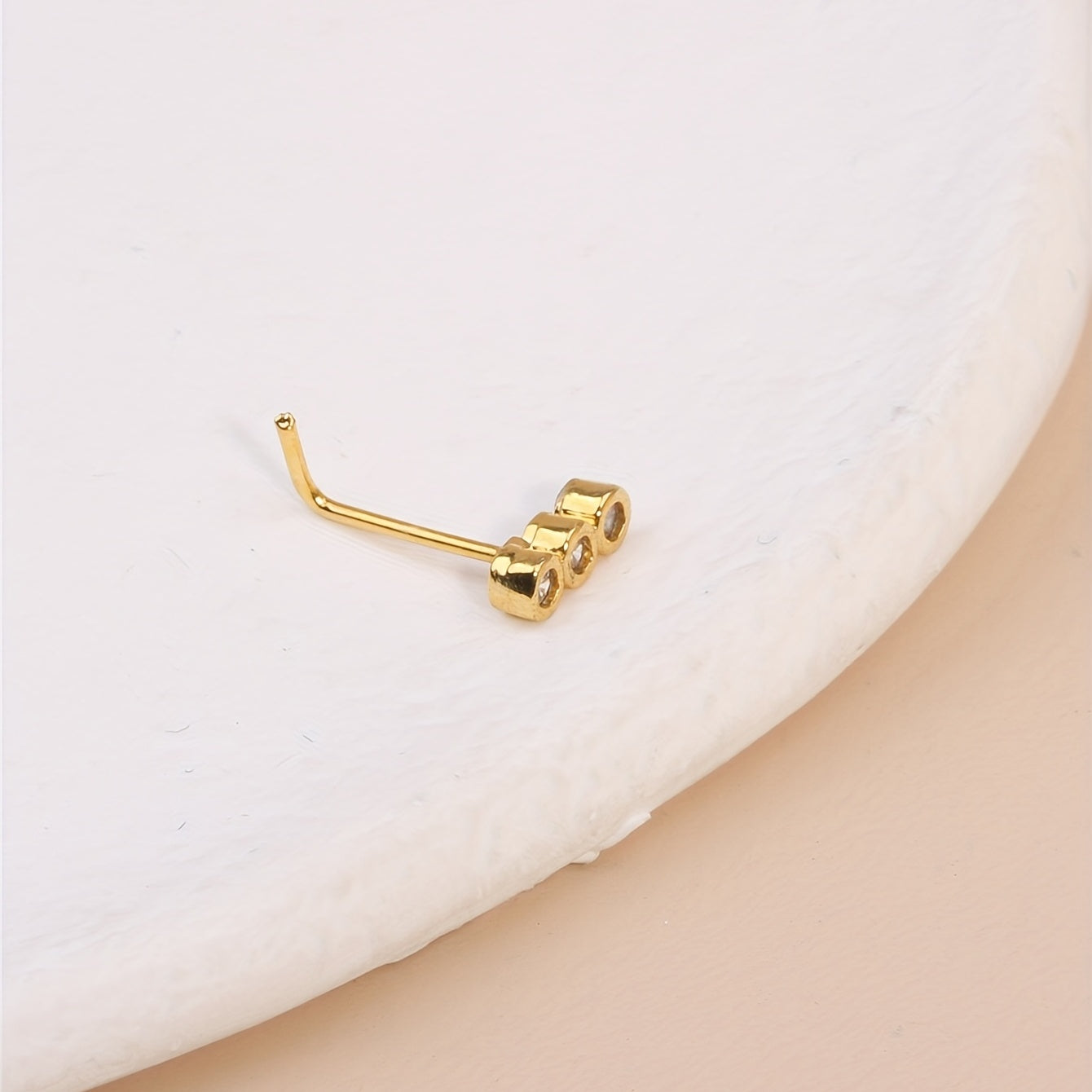 1Pcs Golden L Shape Nose Ring Stud For Women Men CZ Body Piercing Jewelry Holiday Gifts