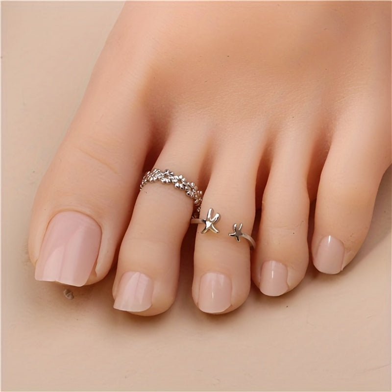 Summer Beach Foot Ring Starfish Hollow Flower Toe Ring Jewelry Gift For Women 1 Pc