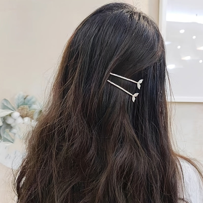 Mermaid Fishtail Hair Clip Rhinestone Silvery Golden Barrette Hairpin Hair Accessories