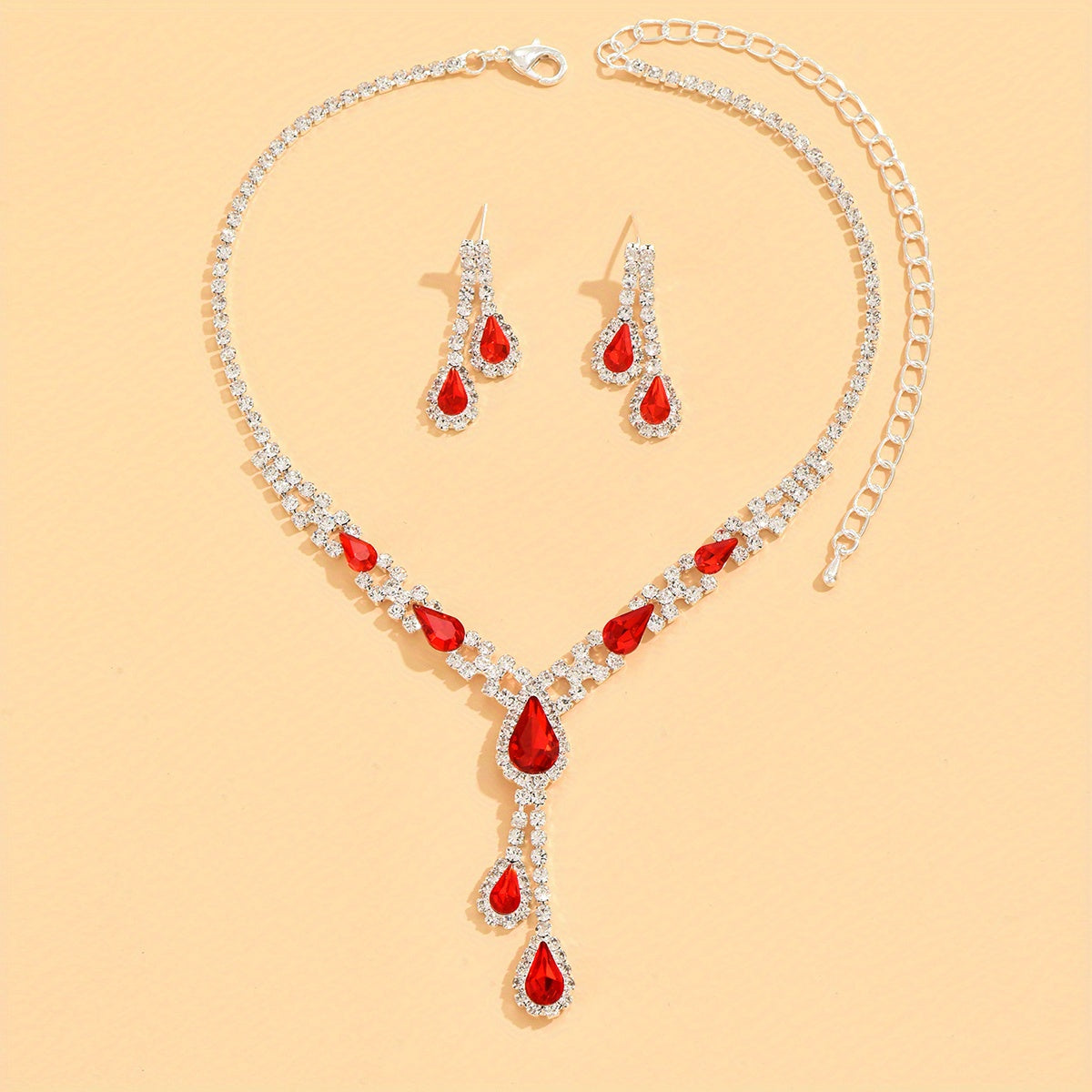 Elegant Rhinestone Jewelry Set for Women - Perfect Mother's Day Gift with Pendant Necklace and Drop Earrings