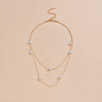 French Baroque Style Faux Pearl Double Layer Stacking Necklace For Women